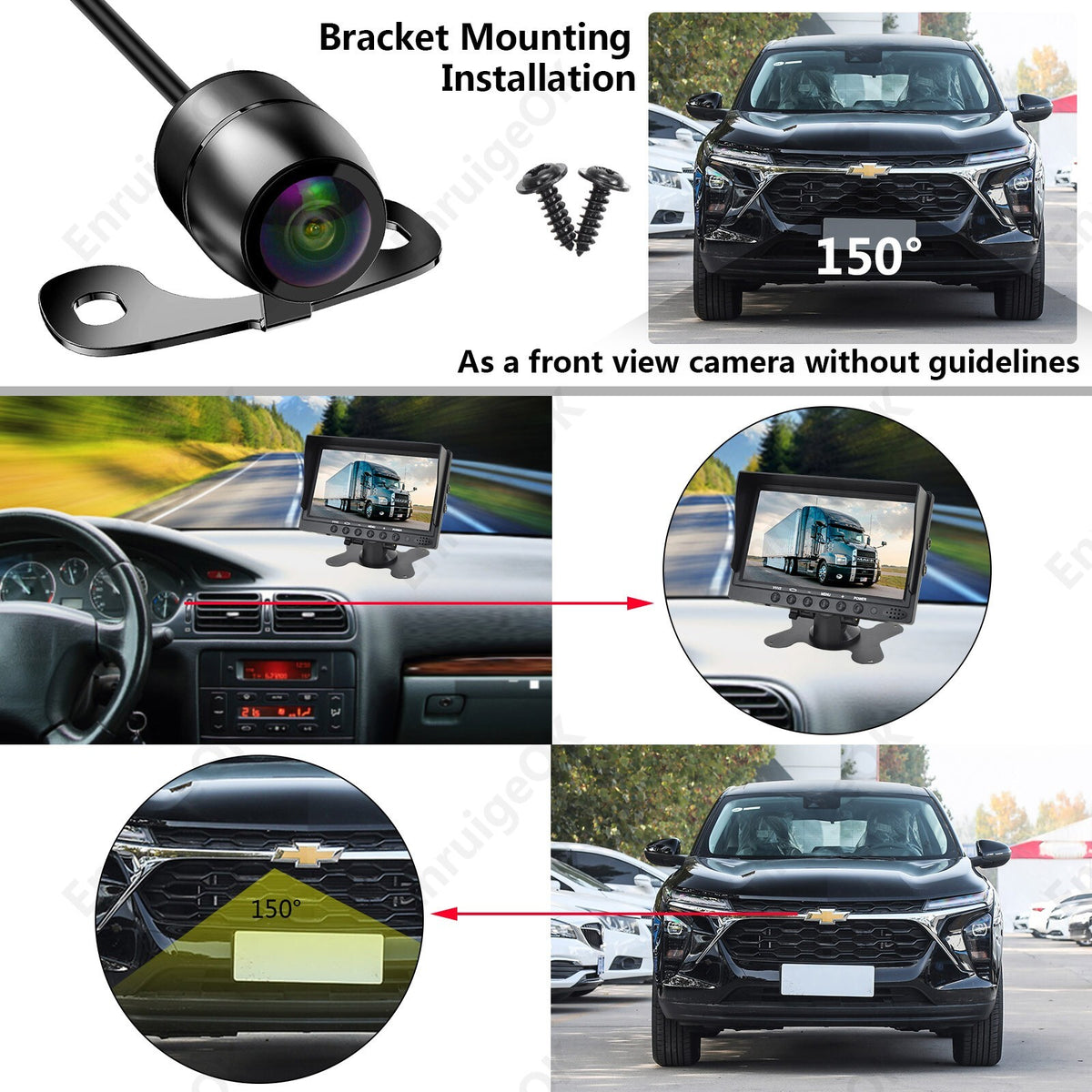 Car Front Rear View Reversing Camera HD Parking Night Vision & 5" Monitor5