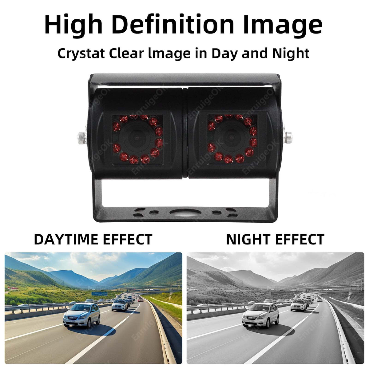 Dual Twin Reversing Camera with Rear View & Night Vision for Motorhome Van Kit2