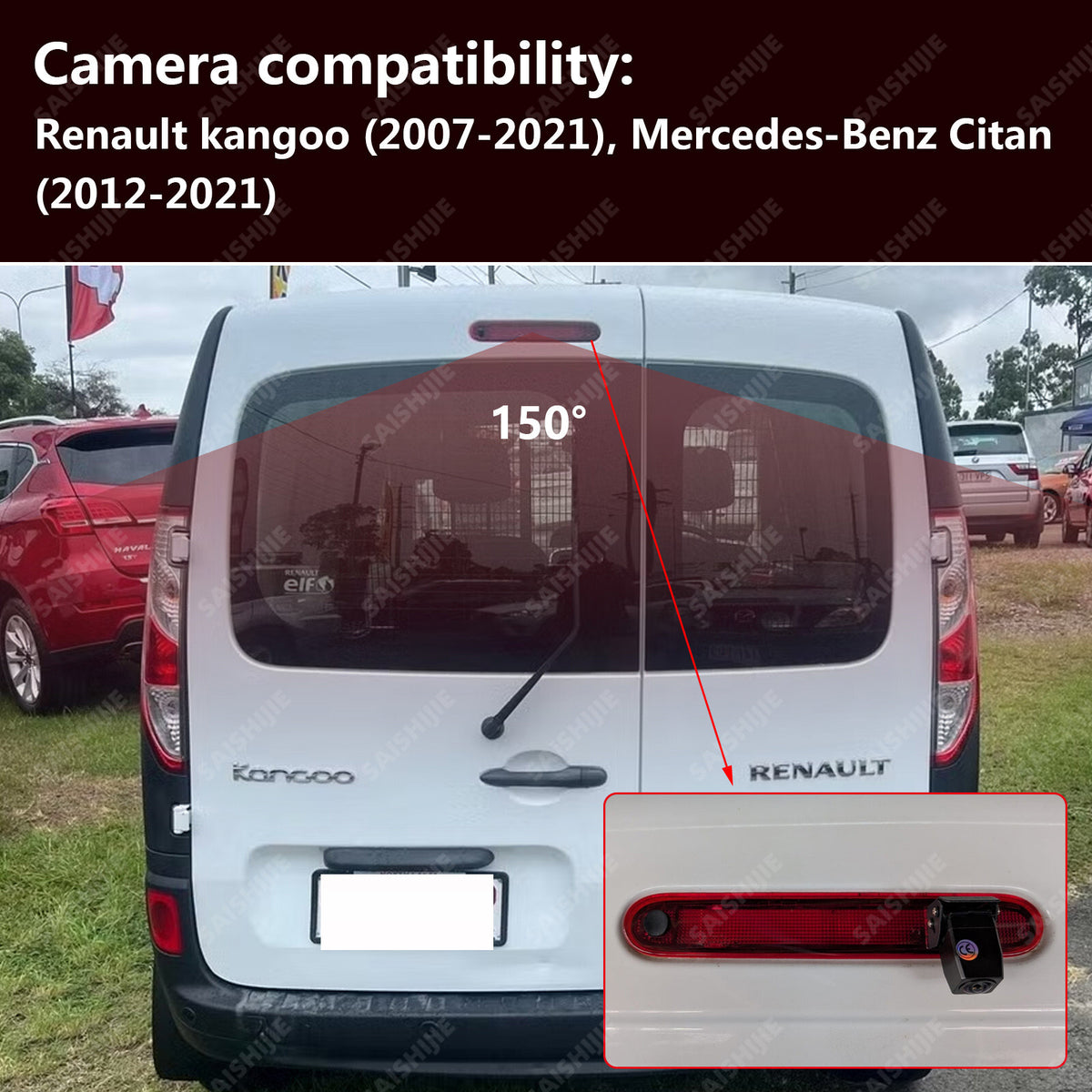 For Mercedes Benz Citan Wireless Brake Light Reversing Camera & 4.3" Monitor Kit2