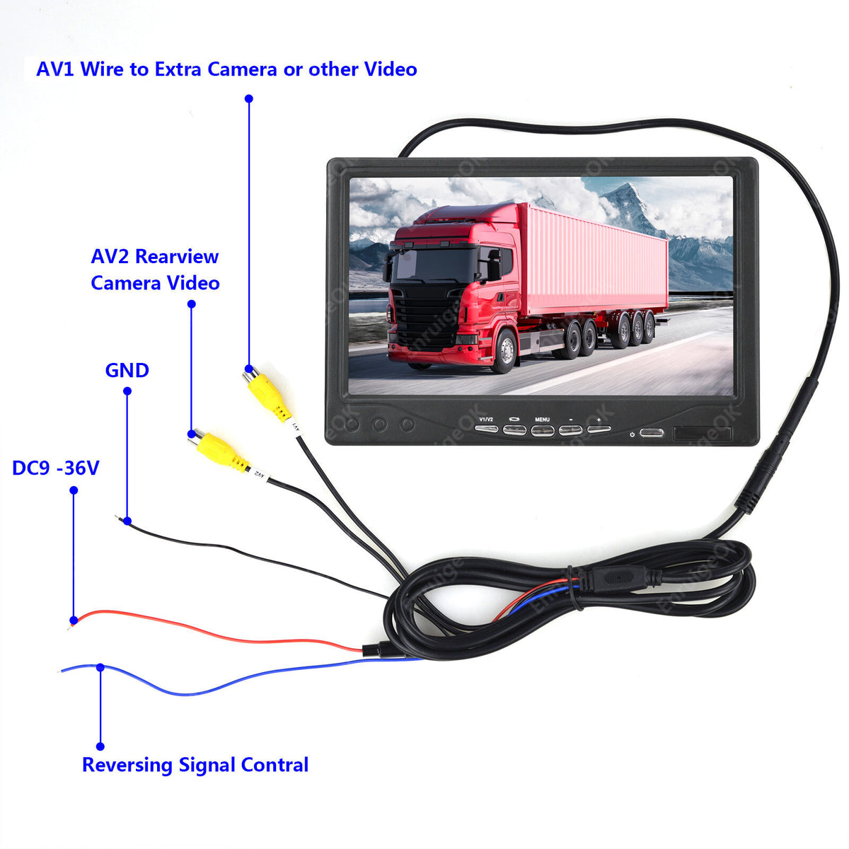 7" TFT LCD Rear View Monitor Screen 10M Reverse Camera Kit For Truck Bus Van10