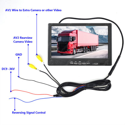 7" TFT LCD Rear View Monitor Screen 10M Reverse Camera Kit For Truck Bus Van10