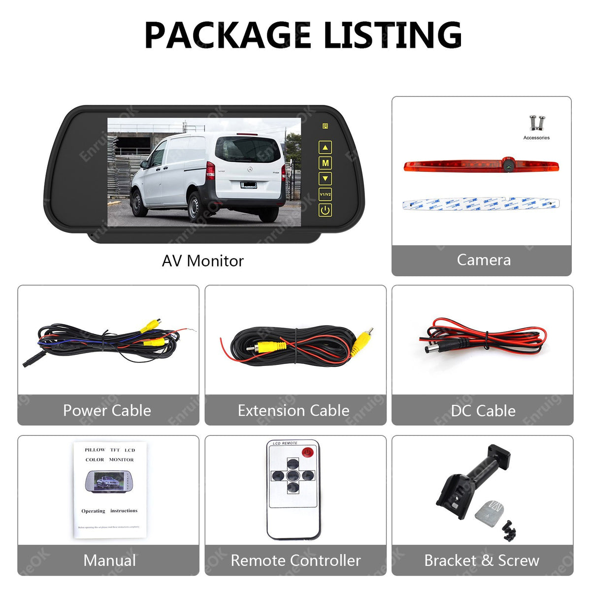 Universal High Level Rear Brake Light Camera for Coachmen Motorhome & 7" Monitor19