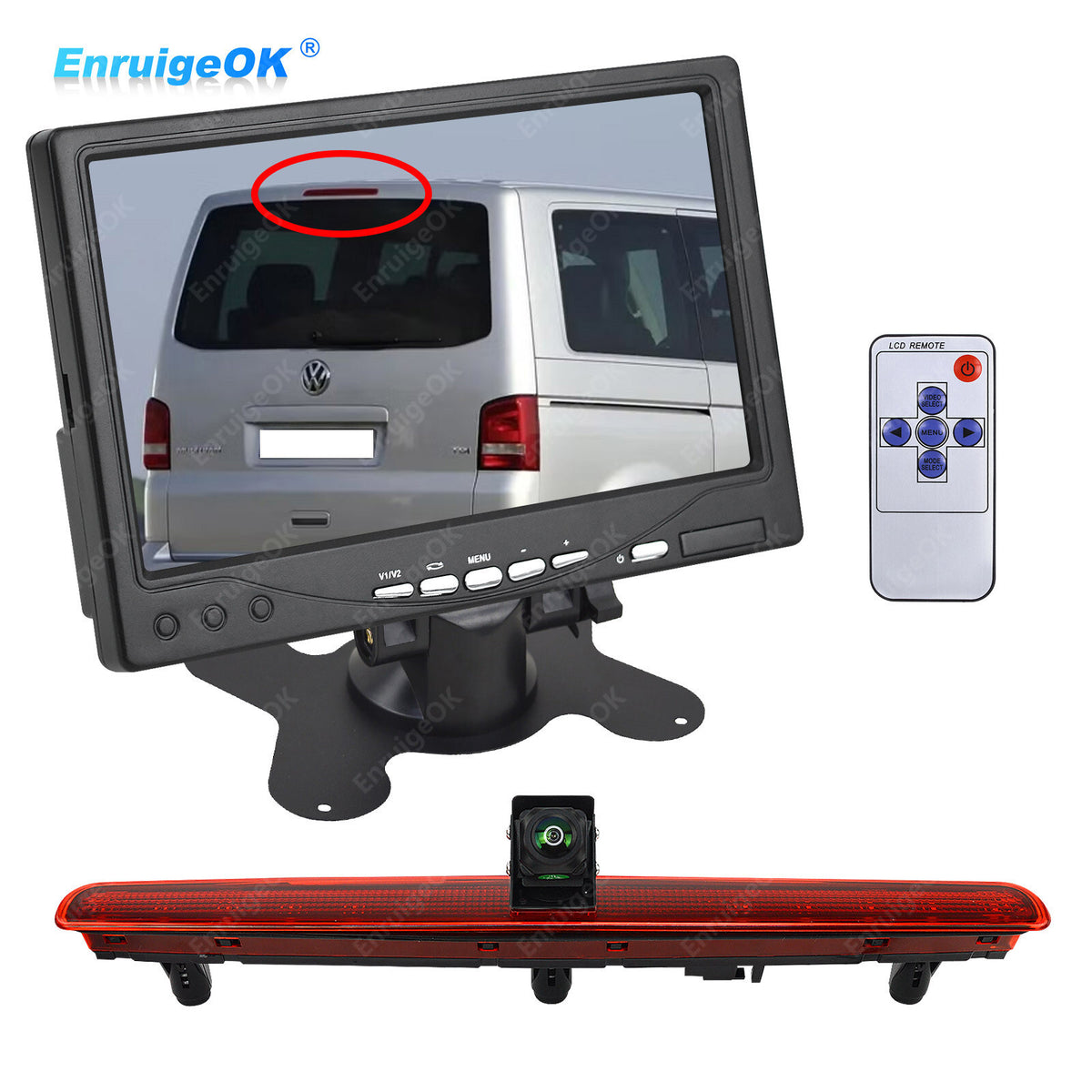 Rear Brake Light Reversing Camera For VW Transporter T5 T5.1 & 7" Dash Monitor0