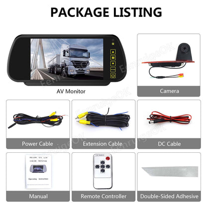 7'' Monitor 3rd Brake Light Rear View Backup Camera for Ford Transit Custom Van16