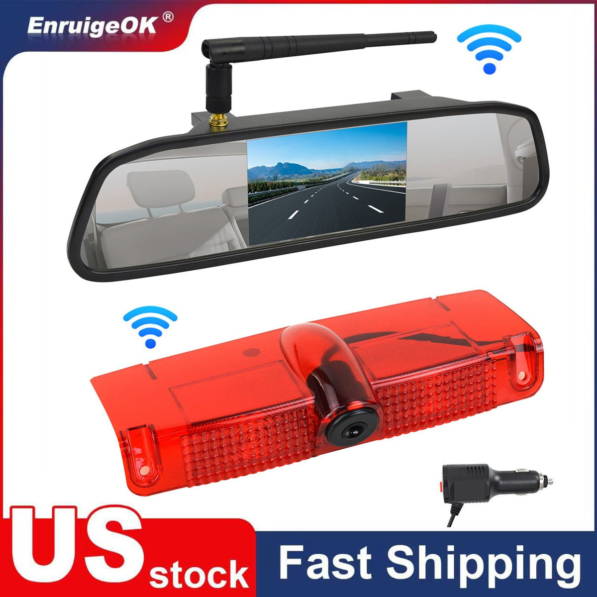 Wireless Brake Light Backup Camera Kit For Chevy Express GMC Savana Van 03-190