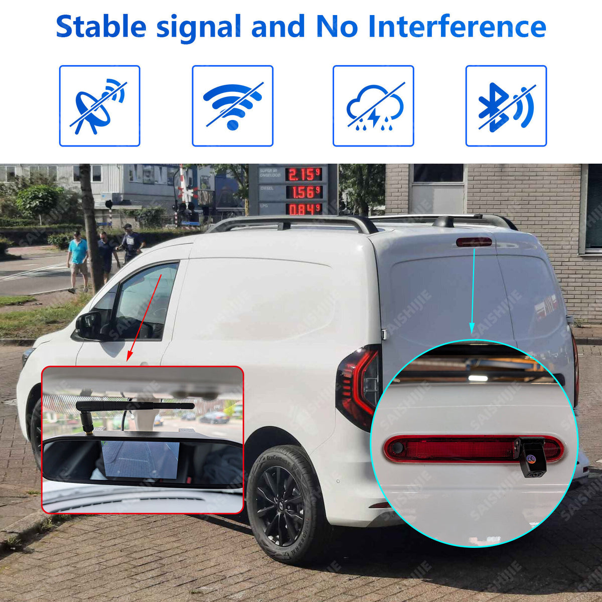 Wireless Brake Light Reversing Camera for Mercedes Benz Citan & 4.3" Monitor Kit5