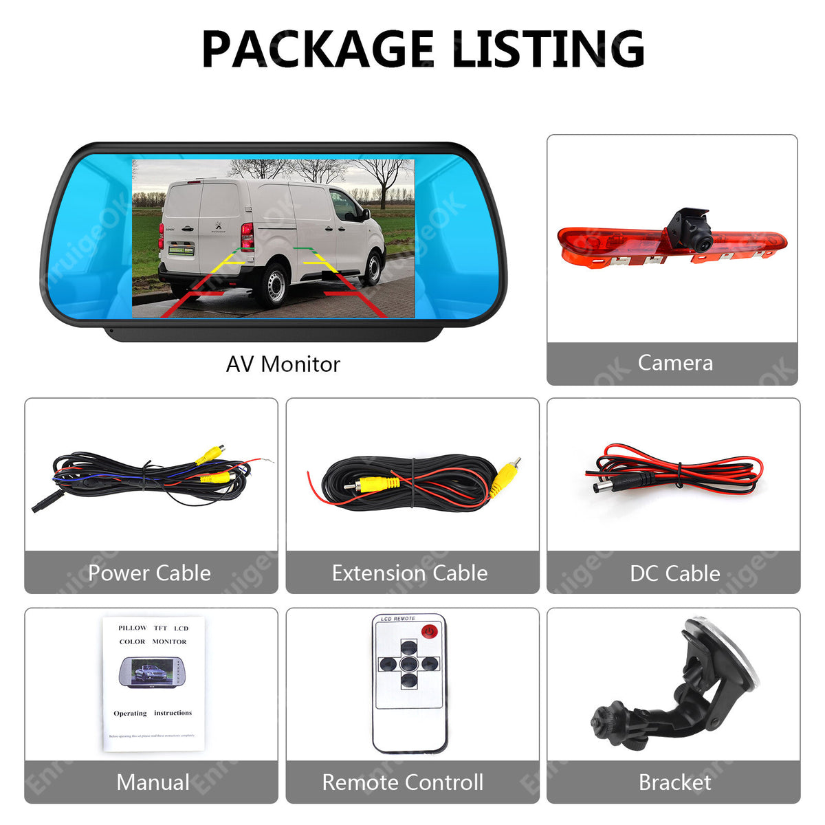7" Monitor Rear Brake Light Reversing Camera for Peugeot Expert Citroen Dispatch9