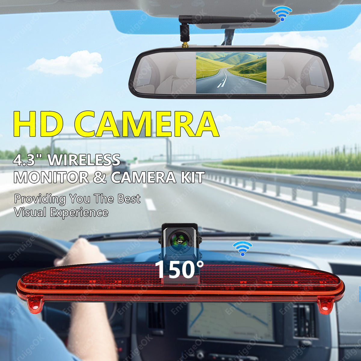 For IVECO DAILY 6th Gen Wireless Rear Brake Light Reversing Camera &Monitor Kit2
