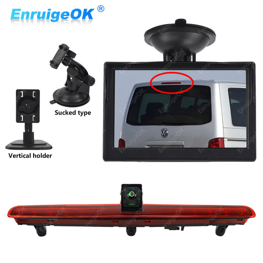 VW Transporter T5 T5.1 Brake Light Reverse Camera Tailgate Version & 5" Monitor0