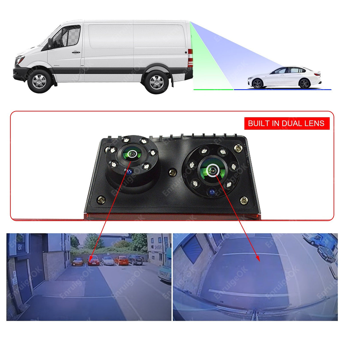 New Dual Lens Brake Light Reversing Camera Night Vision For Ford Transit 350 MK85
