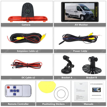 Fiat Ducato Citroen Relay Peugeot Boxer Dual Lens Brake Light Reverse Camera Kit21