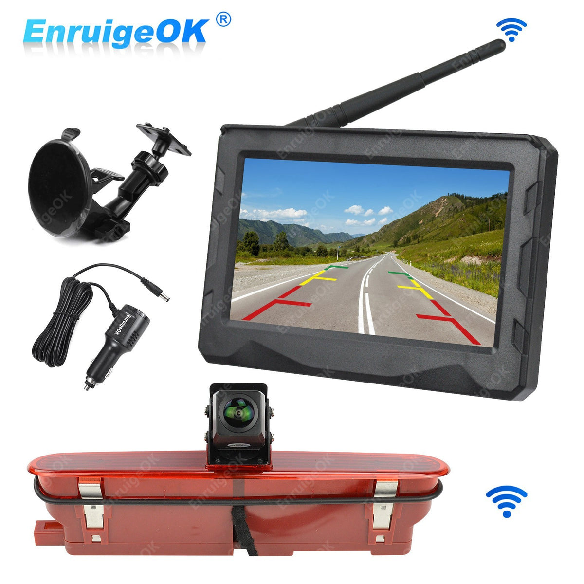For Fiat Doblo II Opel Combo D Wireless Brake Light Reverse Camera +4.3" Monitor0