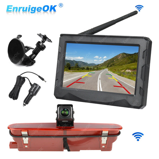 For Fiat Doblo II Opel Combo D Wireless Brake Light Reverse Camera +4.3" Monitor0