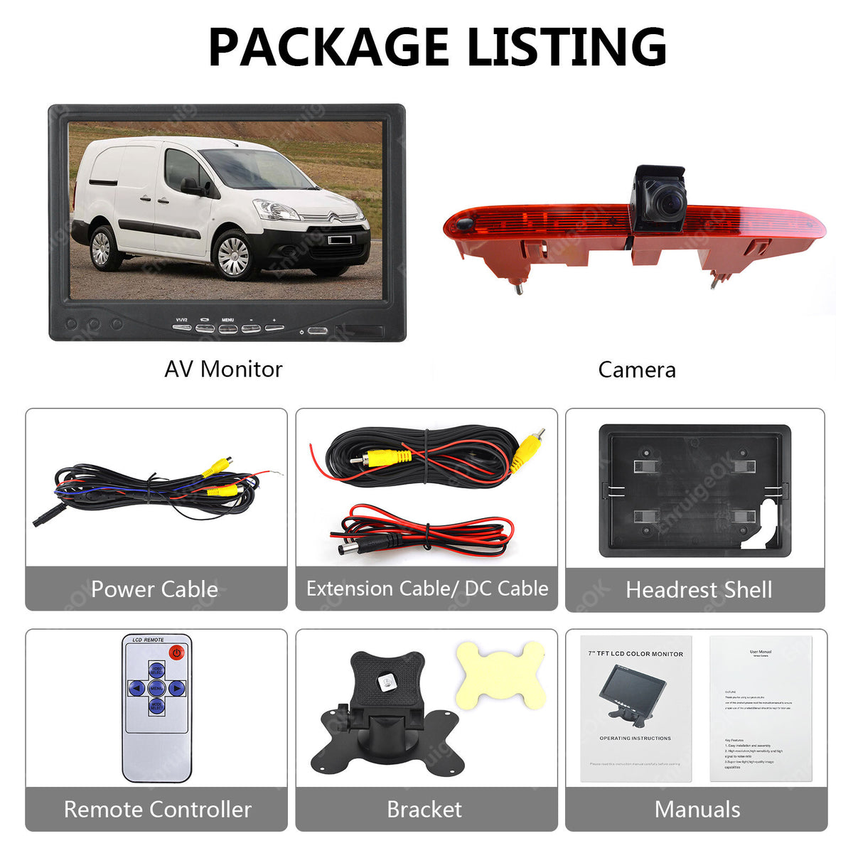 Citroen Berlingo Peugeot Partner MK2 MK3Brake Light Reversing Camera &7" Monitor21