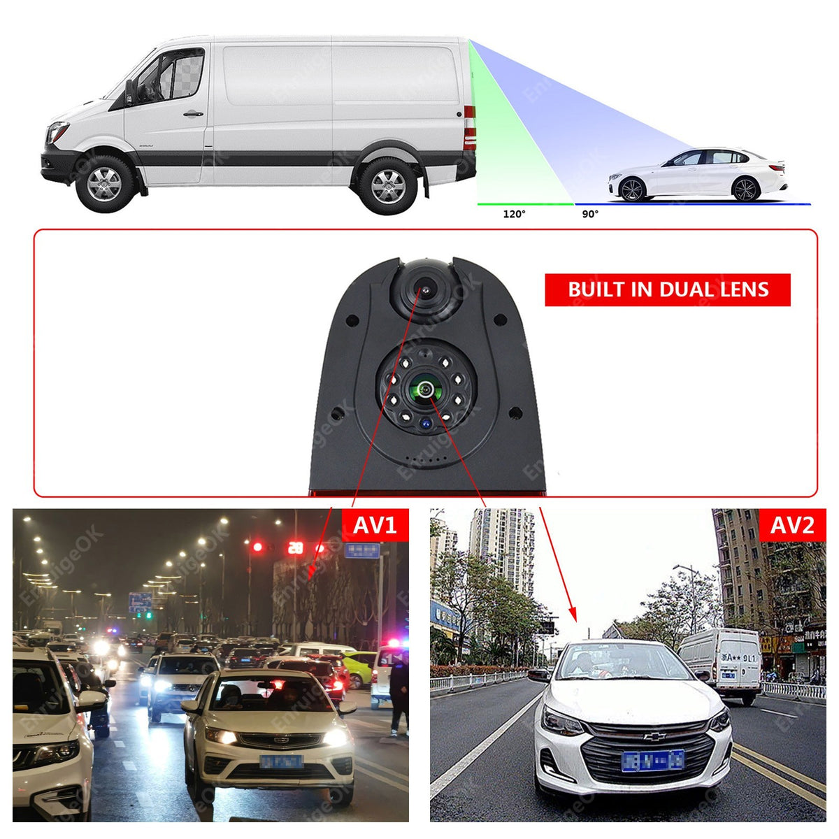 7" Mirror Monitor & Dual Rear Brake Light Reversing Camera for Ford Transit Van5