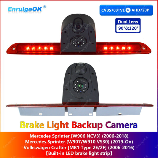 Dual Lens Brake Light Rear View Backup Camera for Mercedes Sprinter VW Crafter0