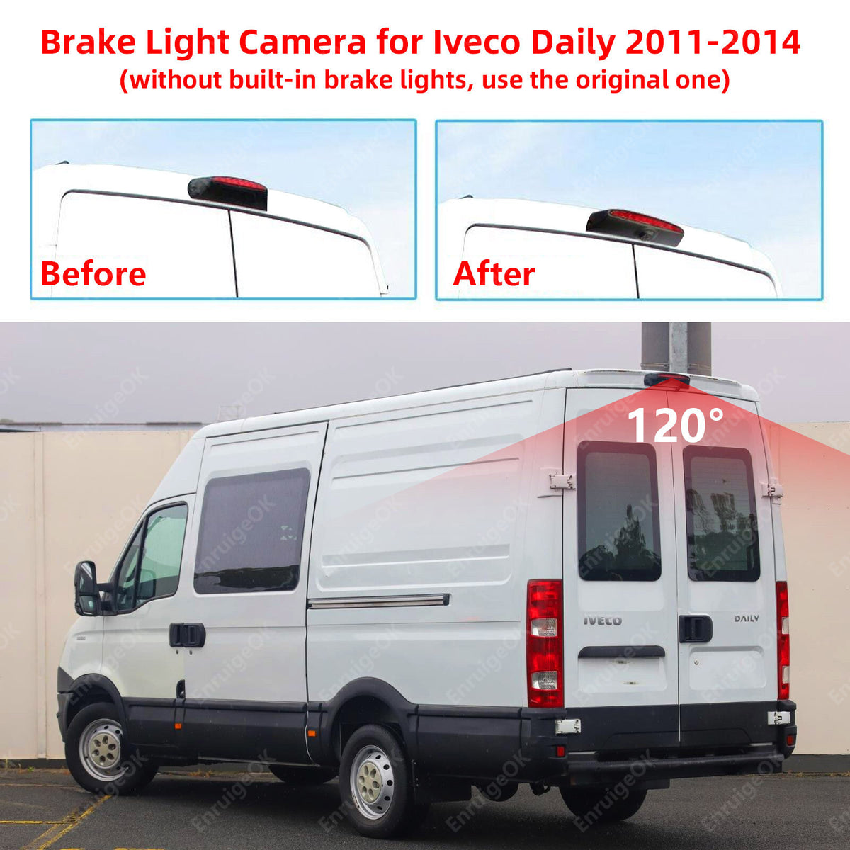 Car Rear View Reverse Camera For IVECO Daily 4 2011-2014 Brake Light &7" Monitor2