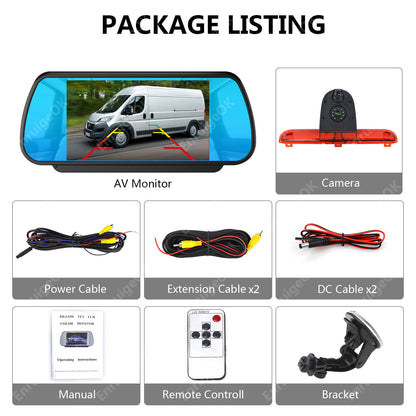 7" Monitor & Dual Brake Light Reversing Camera For Fiat Ducato Citroen Relay6