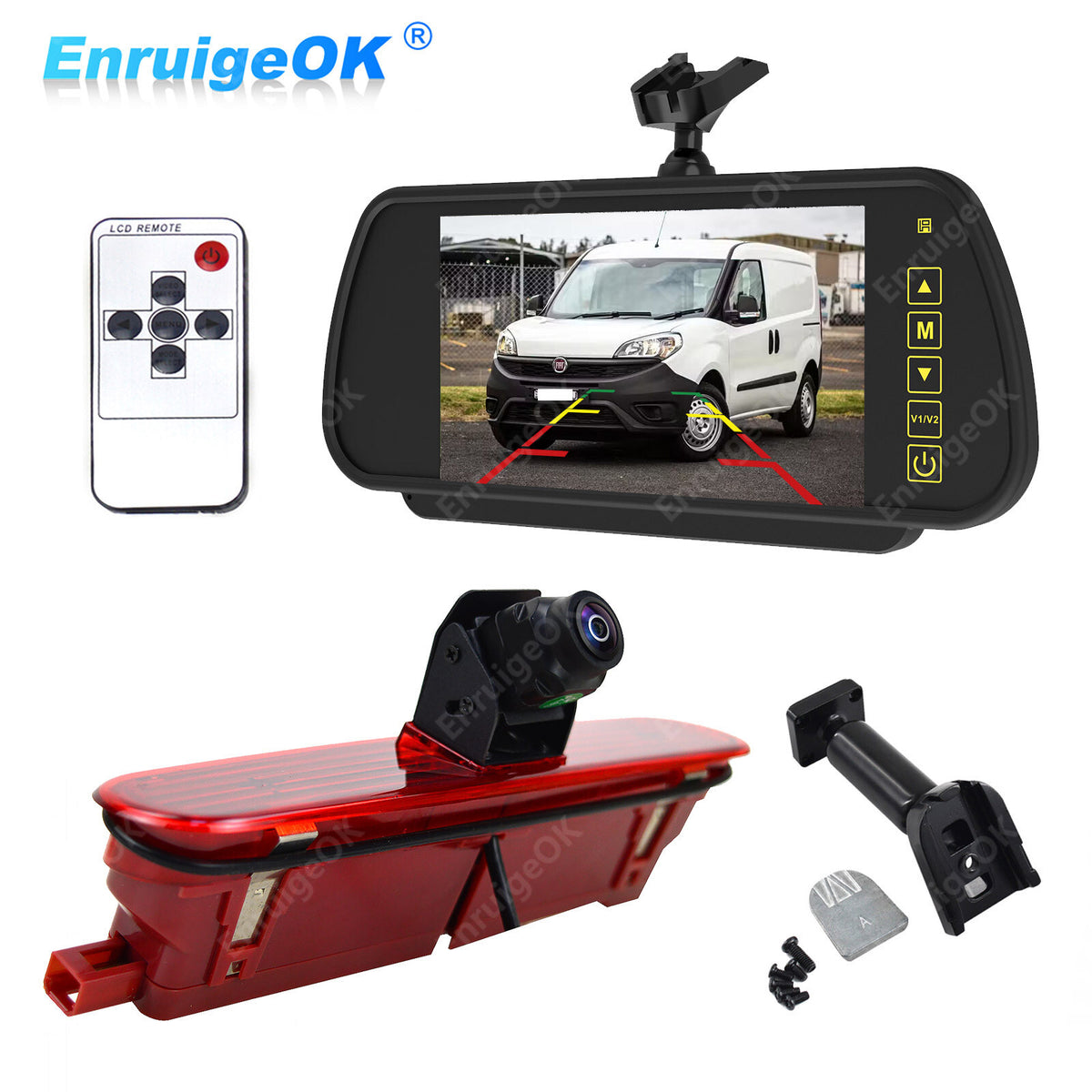 7" Monitor Rear Brake Light Reversing Camera For Fiat Doblo Vauxhall Combo