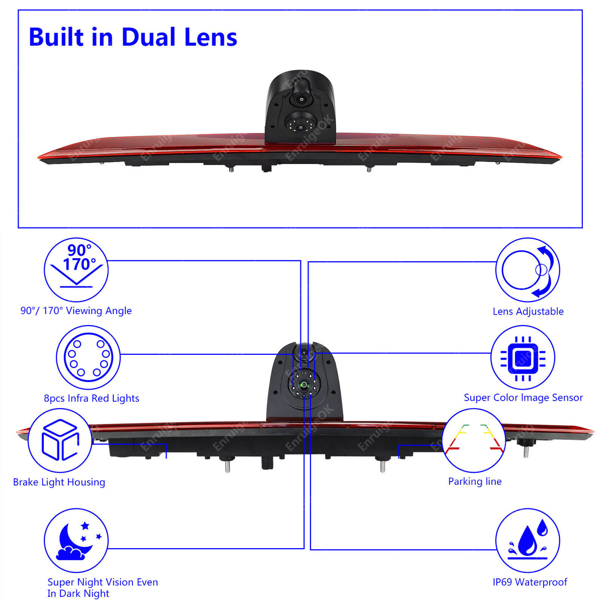 Dual Lens Brake Light Reversing Camera for Maxus Deliver 9 e Deliver 9 2020-20244