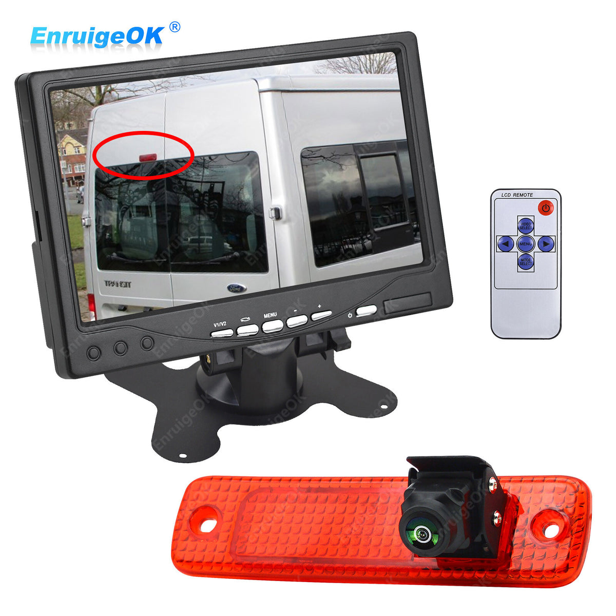 Rear Brake Light Reverse Camera for Ford Transit Van 2006-2013 & 7" Dash Monitor0