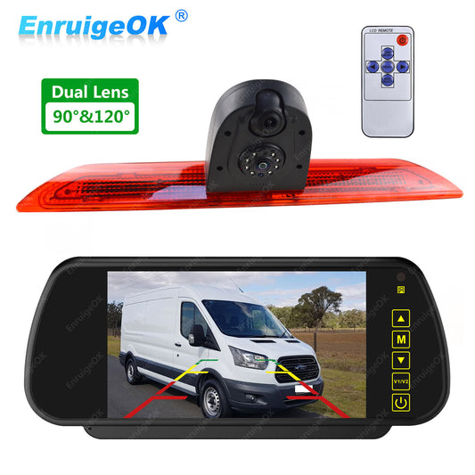 7" Monitor & Dual Lens Rear Brake Light Reverse Camera For Ford Transit 350 MK80