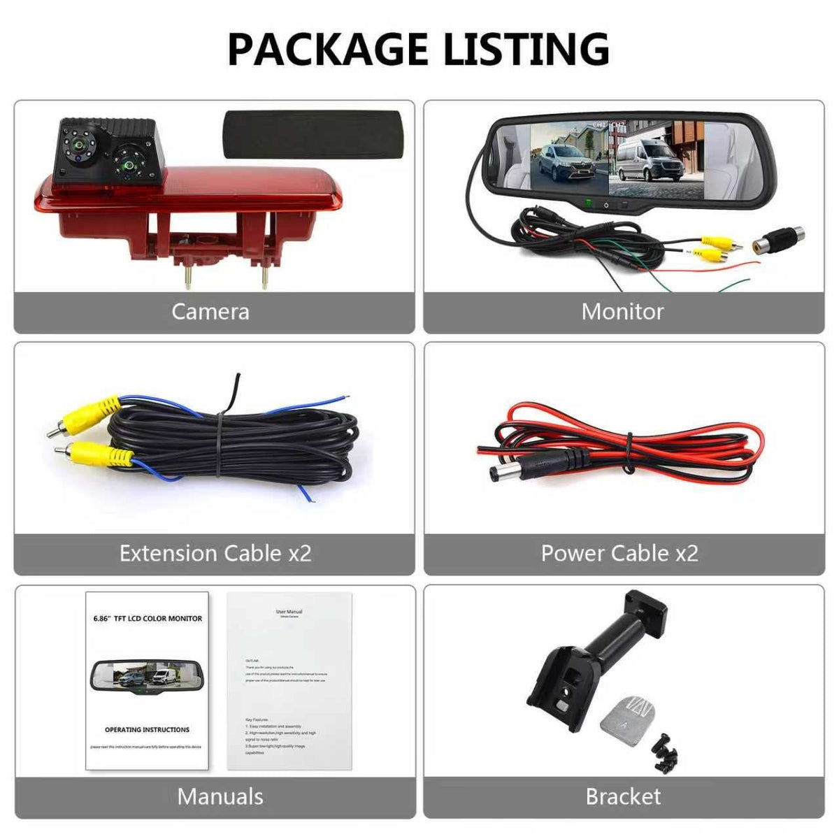 Dual Lens Rear Brake Light Reversing Camera Kit for Opel Vivaro Renault Trafic21