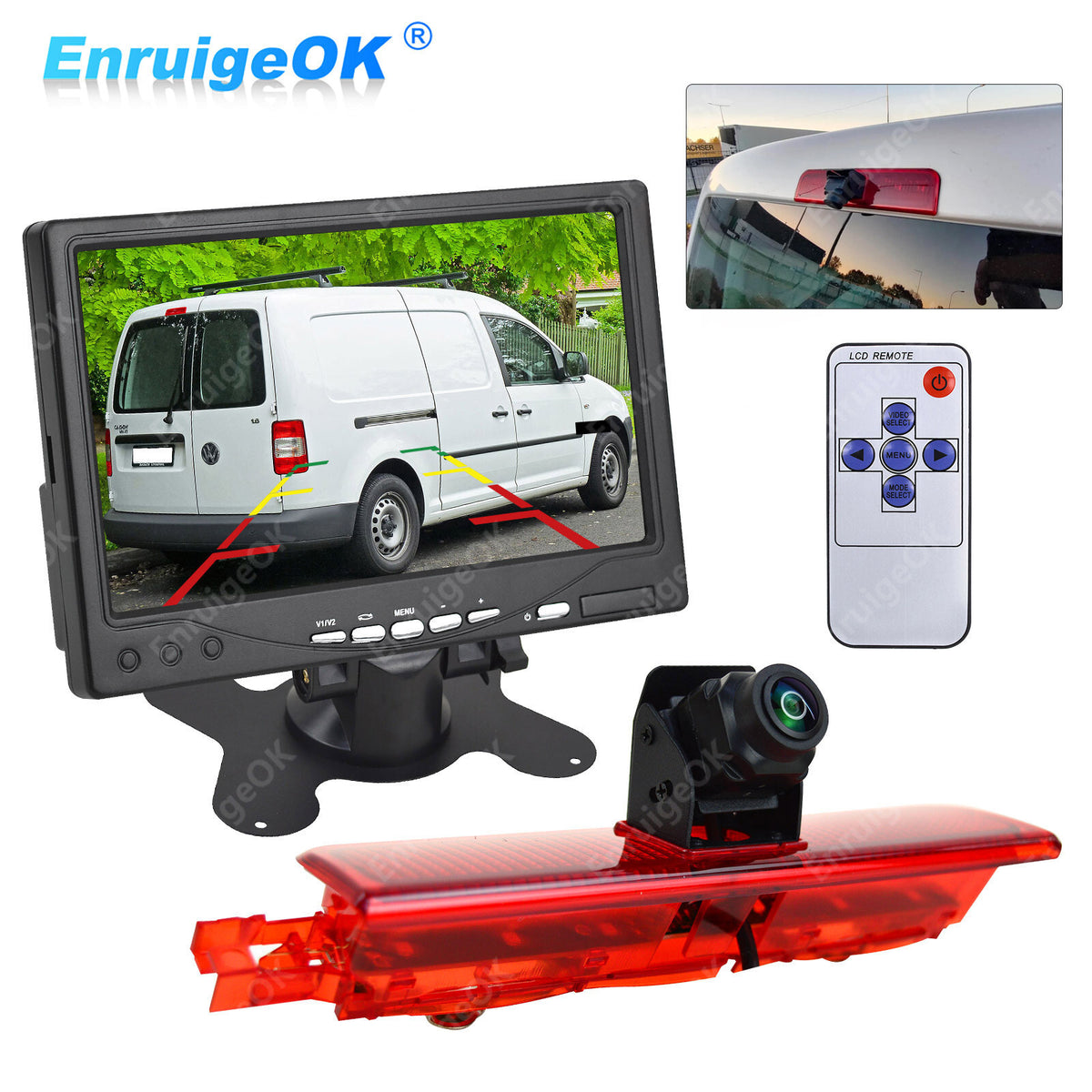 7" Dash Monitor & Brake Light Reversing Camera Kit for VW Caddy (2003 - 2015)0