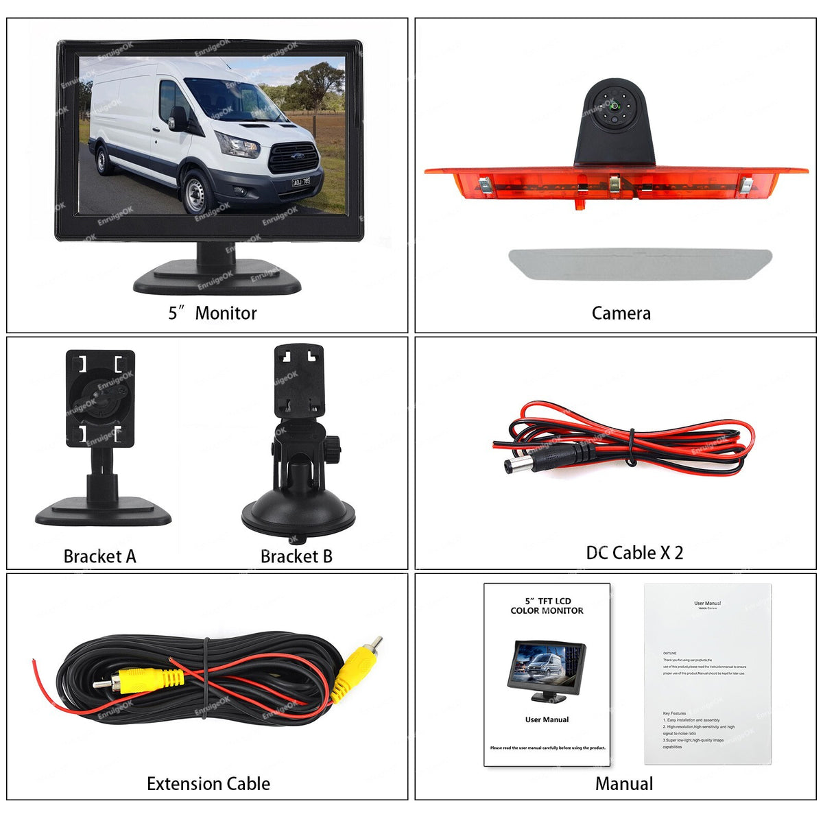 5" Monitor & Rear View Backup Camera Kit For Ford Transit [MK8] (2014-Present)8