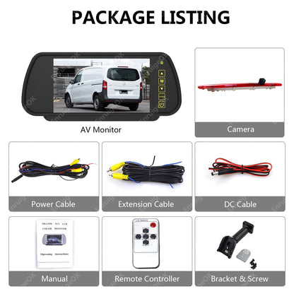 7'' Mirror Monitor & Brake Light Rear View Reverse Camera for Mercedes-Benz Vito7