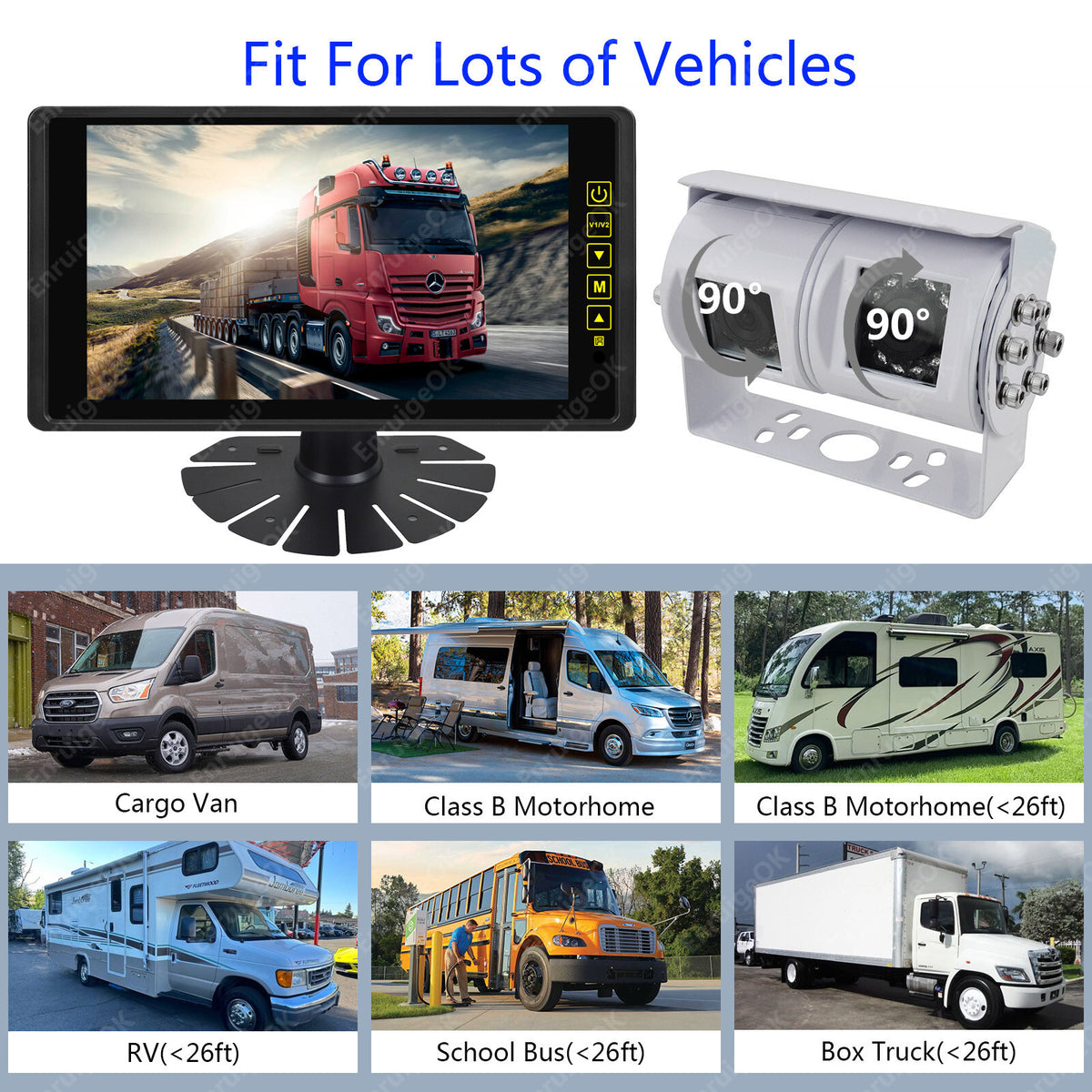 9" Split Screen DVR Monitor & AHD Dual Commercial Rear View Reversing Camera Kit1