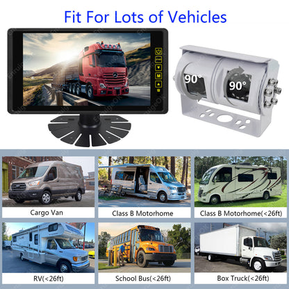 9" Split Screen DVR Monitor & AHD Dual Commercial Rear View Reversing Camera Kit1