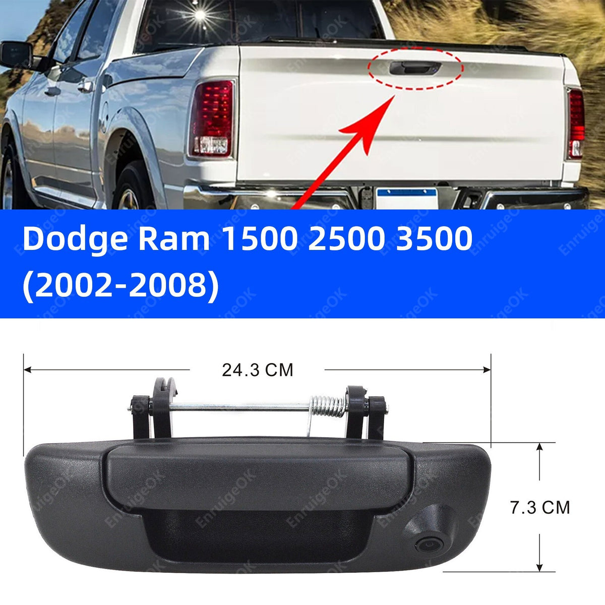 Tailgate Handle with Backup Camera Kit for Dodge RAM 1500 2500 3500 (2002-2008)2