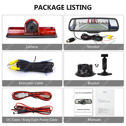 Brake Light Rear View Backup Camera For Nissan NV 1500 2500 3500 & Split Monitor20