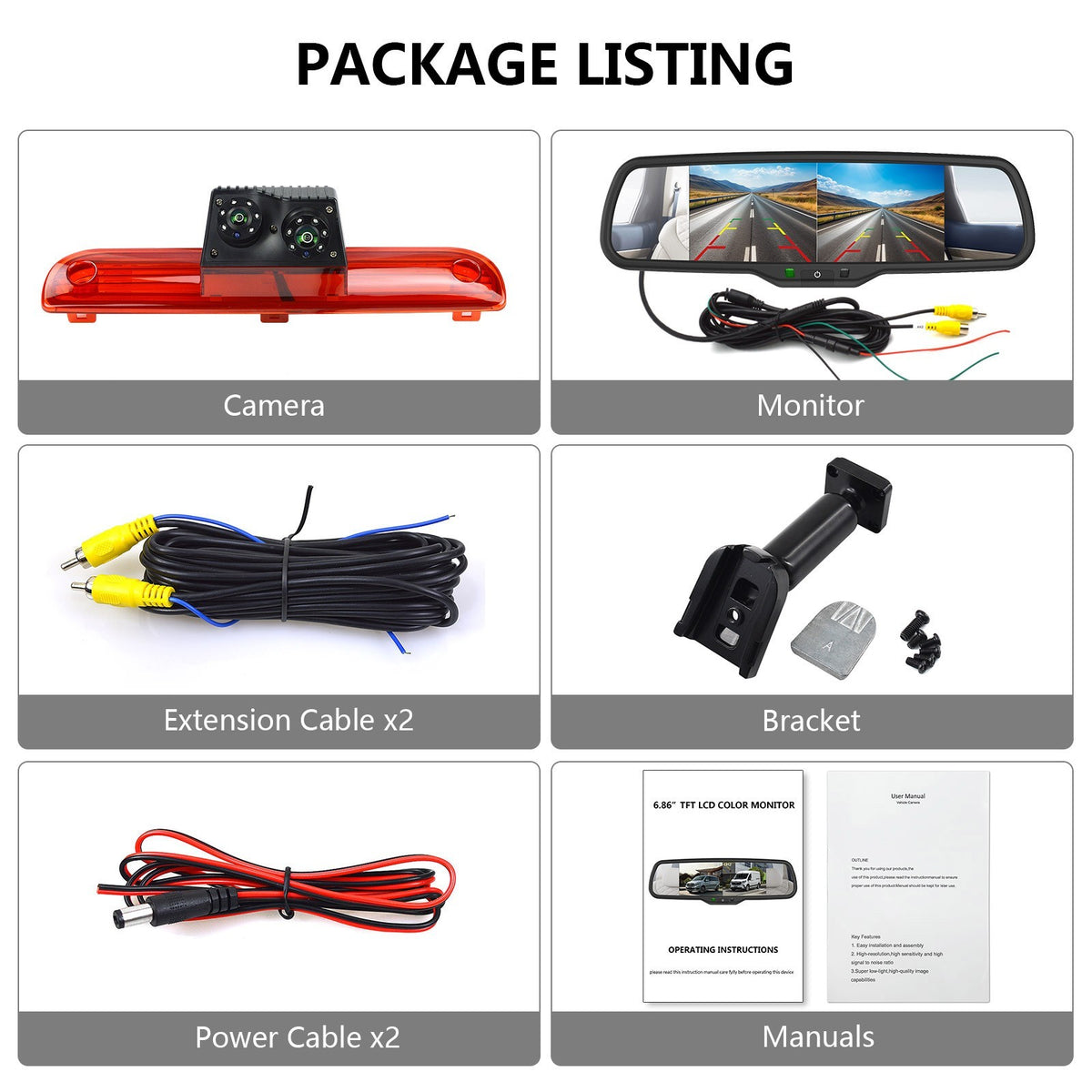 New Peugeot Boxer Fiat Ducato Brake Light Reversing Camera & 6.86" Split Screen2