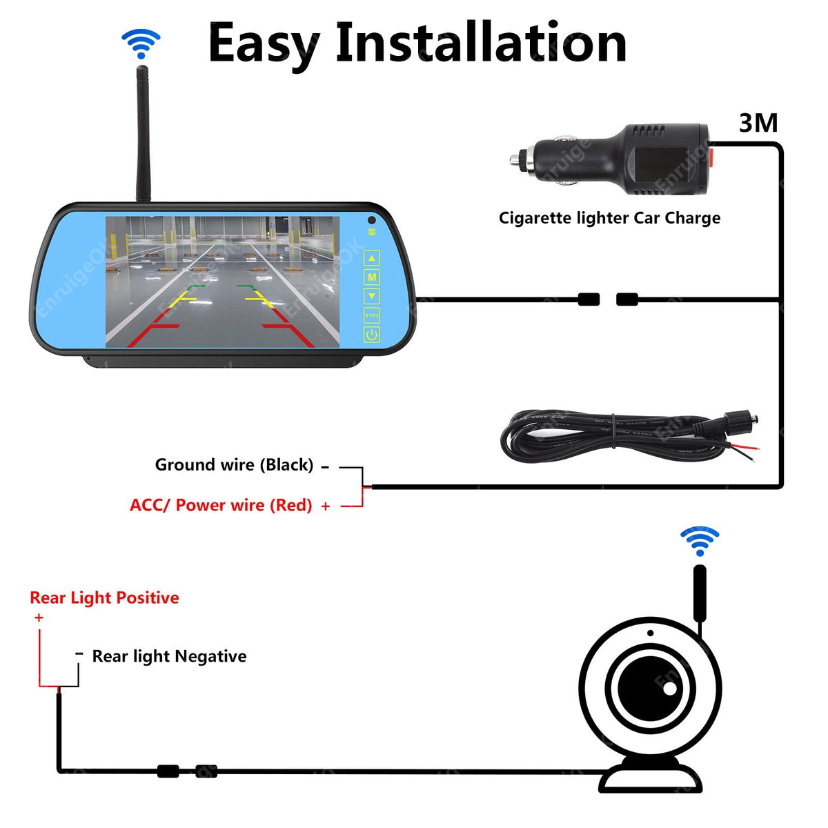 Fiat Ducato Peugeot Boxer Wireless Rear Brake Light Reversing Camera &7" Monitor20