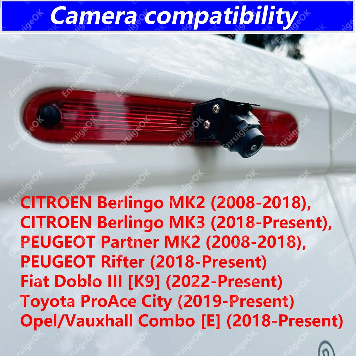 Reverse Camera For Citroen Berlingo Peugeot Partner Mk2 Mk3 + 6.86" Monitor3