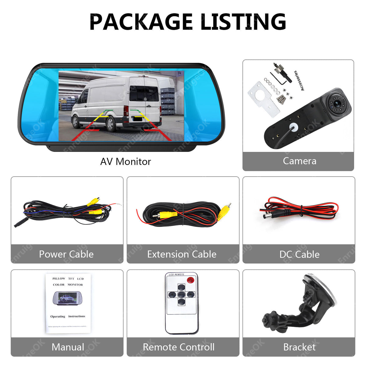 Reverse Camera for MAN TGE & VW Crafter MK2 Rear Brake Light & 7" Mirror Monitor10