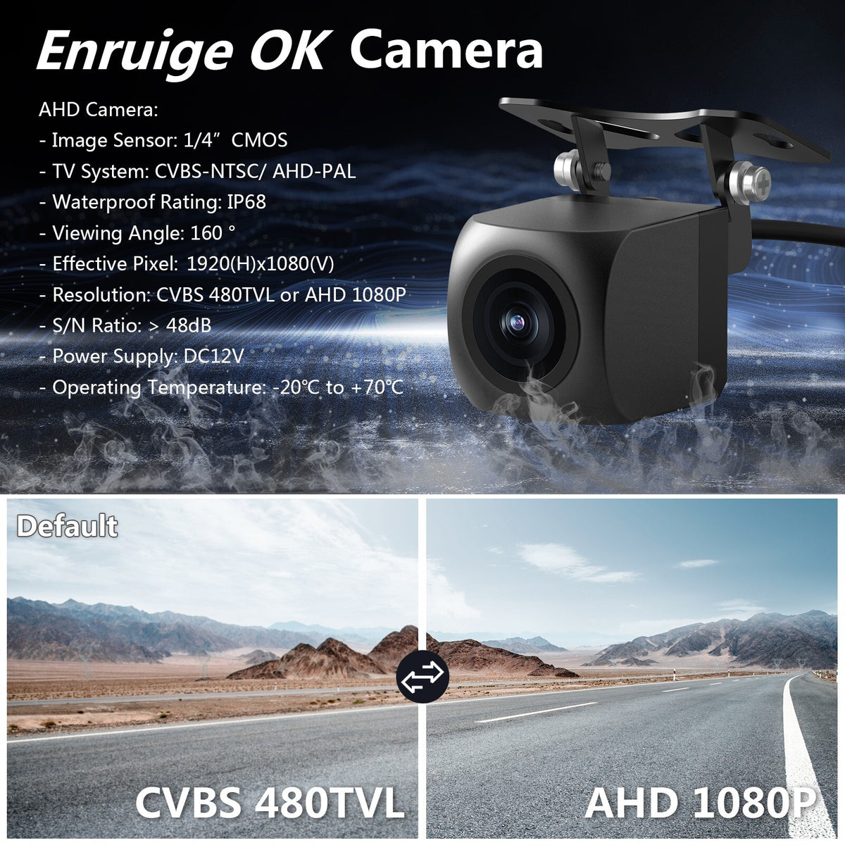 AHD/CVBS Car Backup Camera Waterproof Plate Rear View Night Vision Reverse 1080P1
