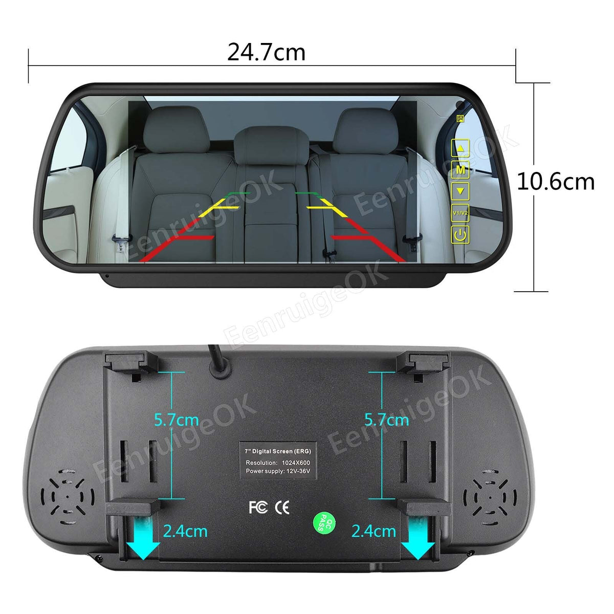 7" Mirror Monitor & Rear Brake Light Reversing Camera for Fiat Doblo Opel Combo9