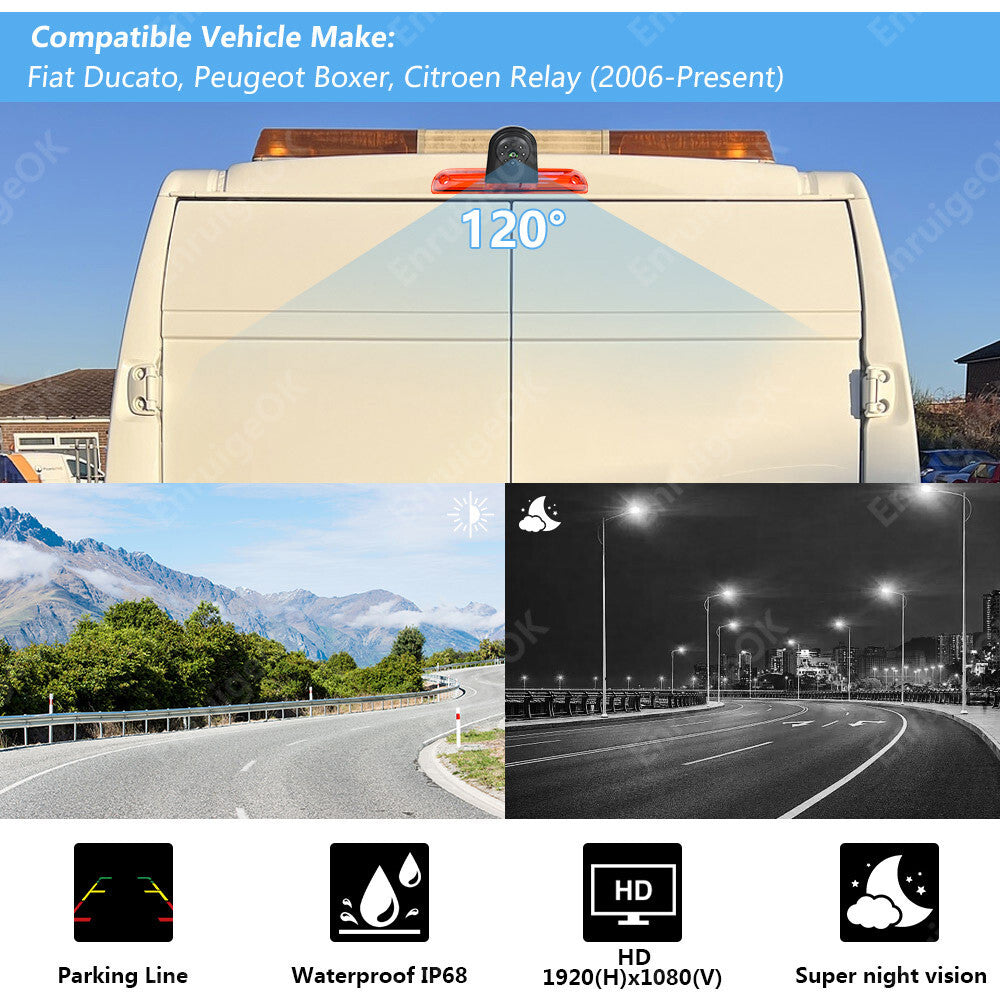 Wireless 5" Monitor & Brake Light Reversing Camera For Fiat Ducato Citroen Relay2