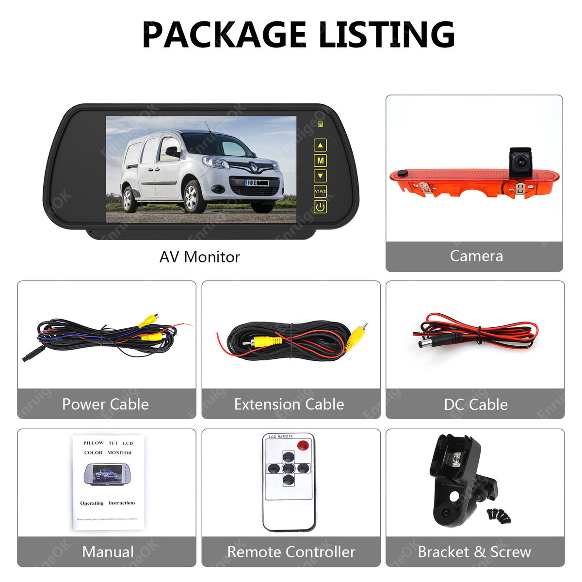 7" Monitor Brake Light Reversing Camera For Mercedes-Benz Citan / Renault Kangoo18