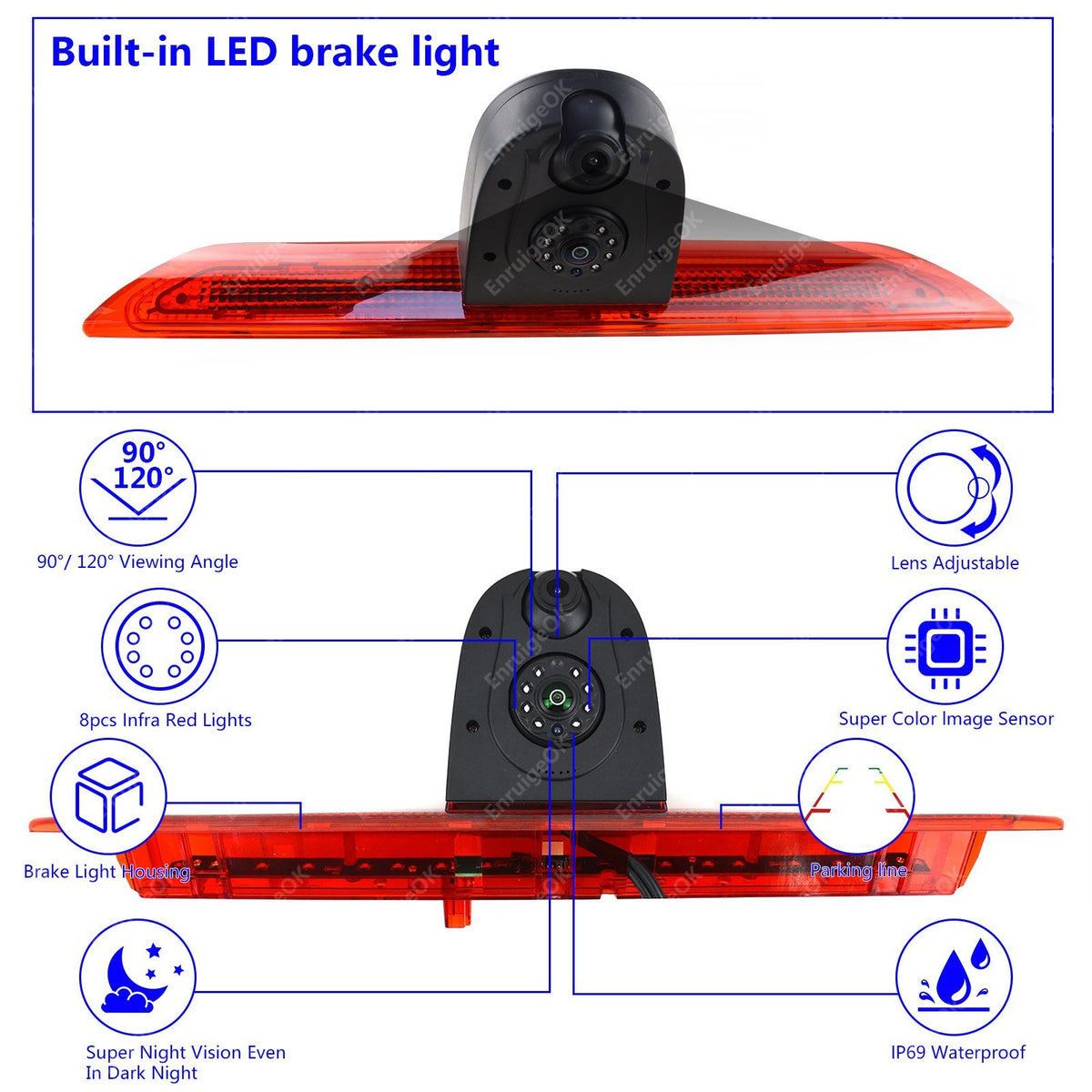 Ford Transit 350 MK8 Dual Rear Brake Light Reversing Camera & 7" Mirror Monitor6