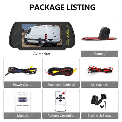 For Mercedes-Benz Sprinter Dual Lens Brake Light Reverse Camera + 7" Monitor Kit21