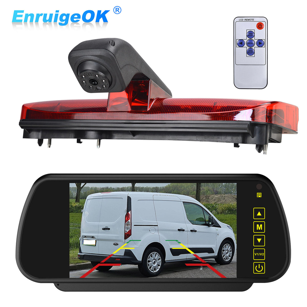 Brake Light Reverse Camera For Ford Transit Connect Van + 7" Mirror Monitor Kit0