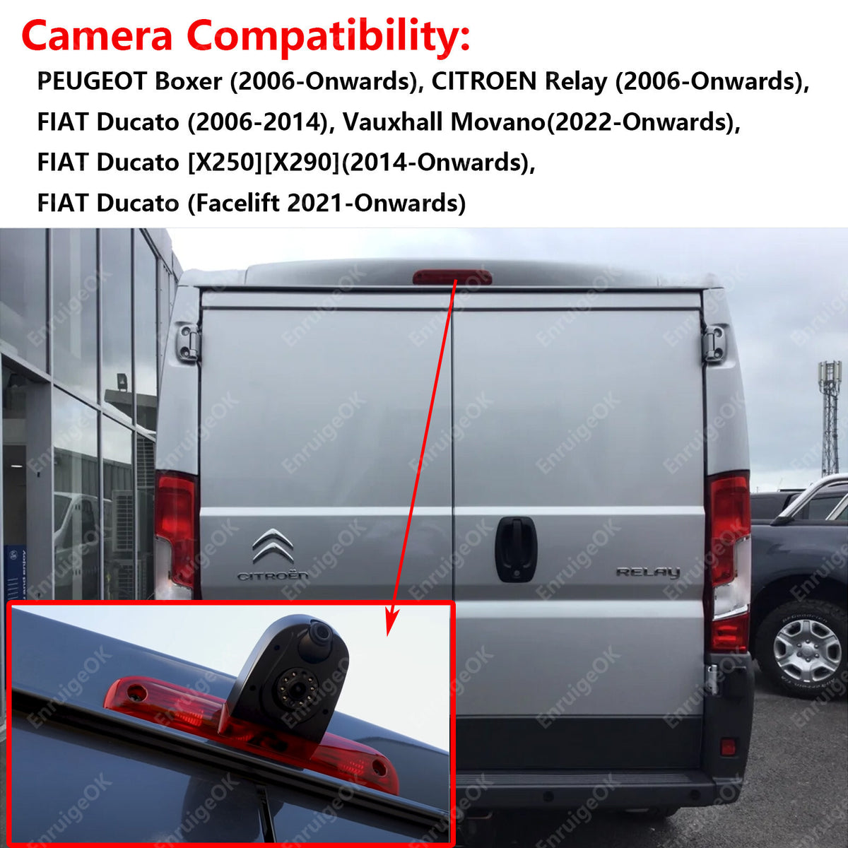 For Peugeot Boxer Fiat Ducato Brake Light Reversing Camera + 6.86" Split Screen3