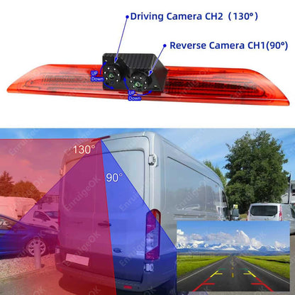 For Ford Transit 2014-On &Dual Split Monitor Rear Brake Light Reverse Camera New7
