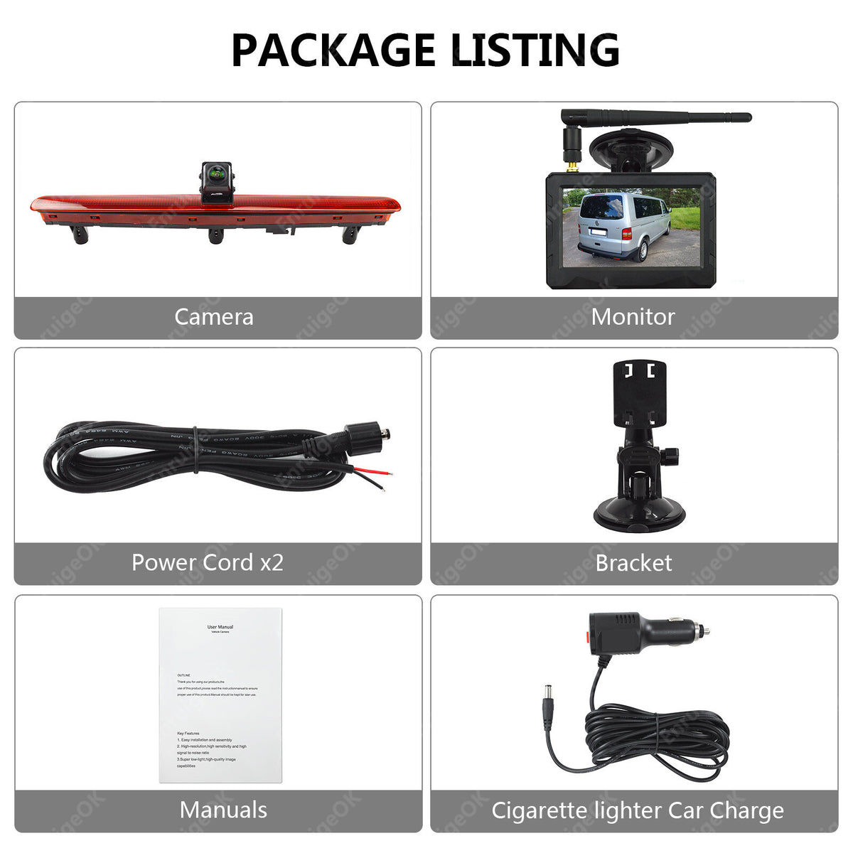 Wireless Reverse Camera Kit For VW Transporter T5 T5.1 Tailgate Single Door Only9