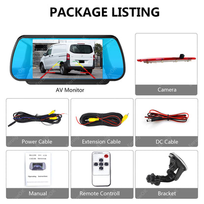 7" Monitor Rear Brake Light Reversing Camera Kit for Mercedes Vito W447 Tailgate6