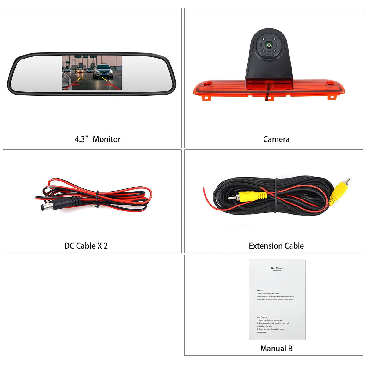 4.3" Monitor & Brake Light Camera for Fiat Ducato Peugeot Boxer Citroen Relay8